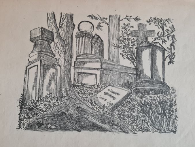 Zeichnung vom Eliasfriedhof, Sabine Kern